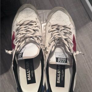 Golden Goose Ballstar Sneakers - White and Red Accents